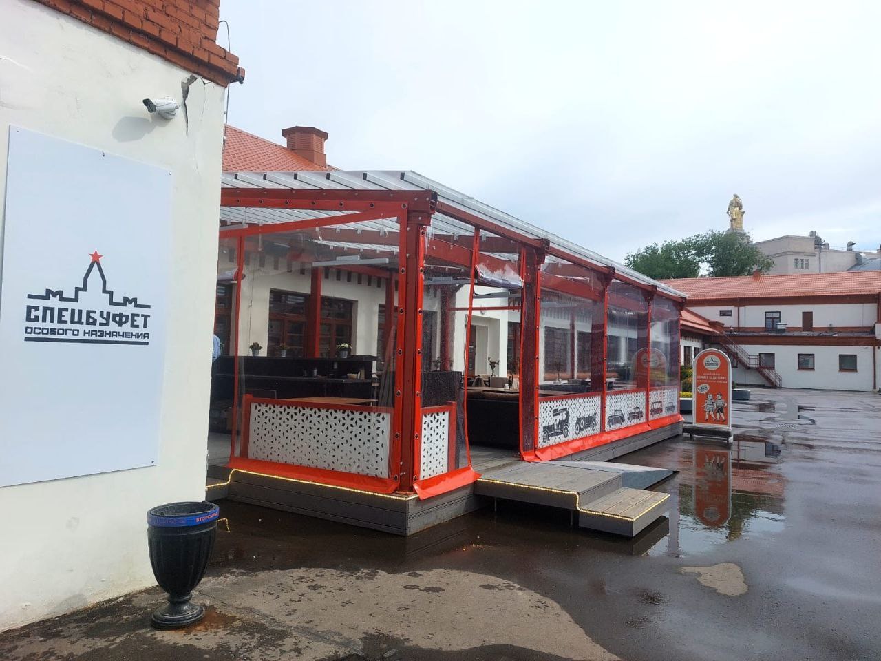 ПВХ шторы для летней террасы кафе в городе Курлово
